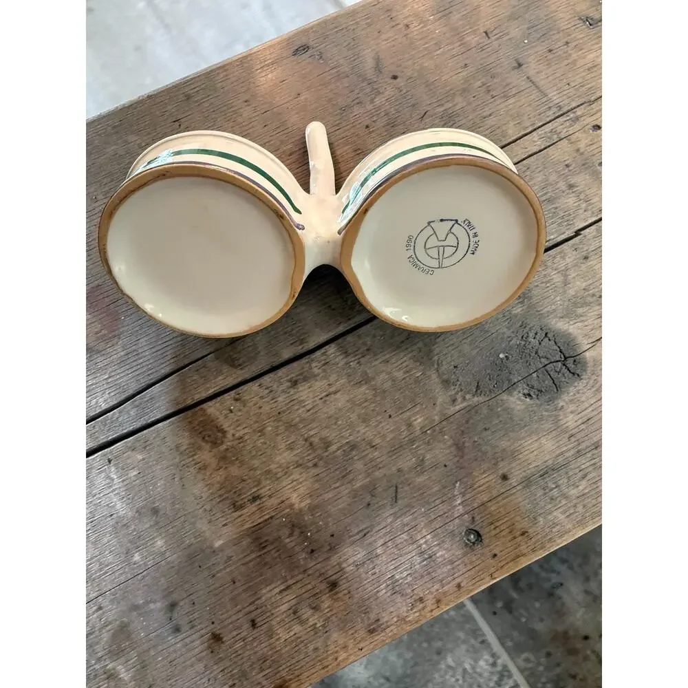 Vintage Deruta Italy Hand-Painted Ceramic Salt & Pepper Set with Caddy